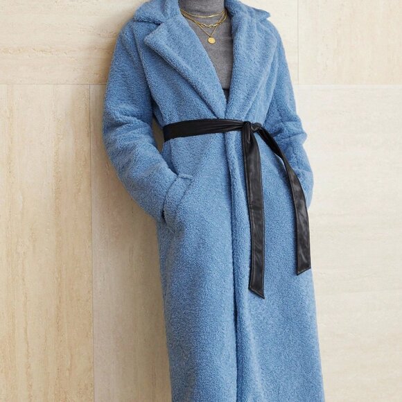 Blue Casual Women's Faux Fur Coat - Picture 6 of 8